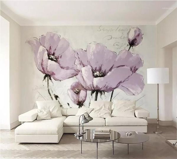 

wallpapers xue su custom wallpaper mural beautiful purple flowers nordic simple tv background home decoration1