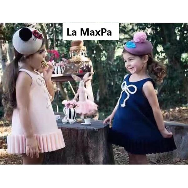 

baby girls dress brand summer beach style 3d bow tie dress party dresses for girls vintage toddler girl clothing 2-8yrs t200709, Red;yellow