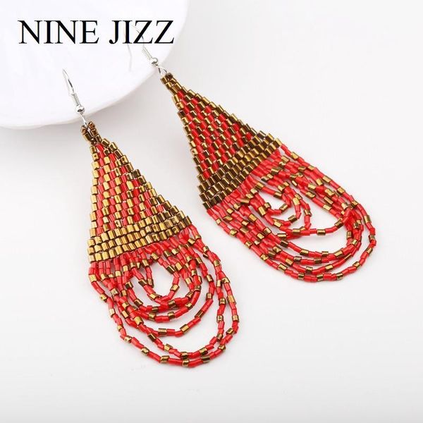 

ninejizz beaded earring bohemian tassel earrings for women handmade drop ear trendy jewelry wedding gifts statement earrings, Silver