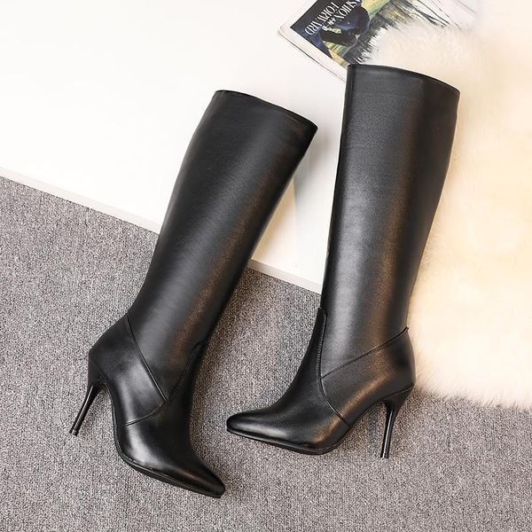 

big size pointed boots boots women woman winter women shoes botas1, Black