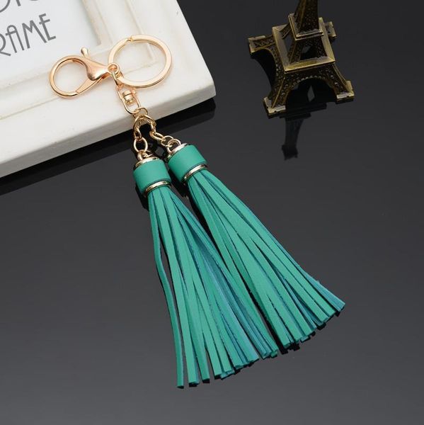 

double pu leather tassel key chain chiffon key ring for lady bag ornaments creative fashion charm keychain key holder eh891 h sqcszc
