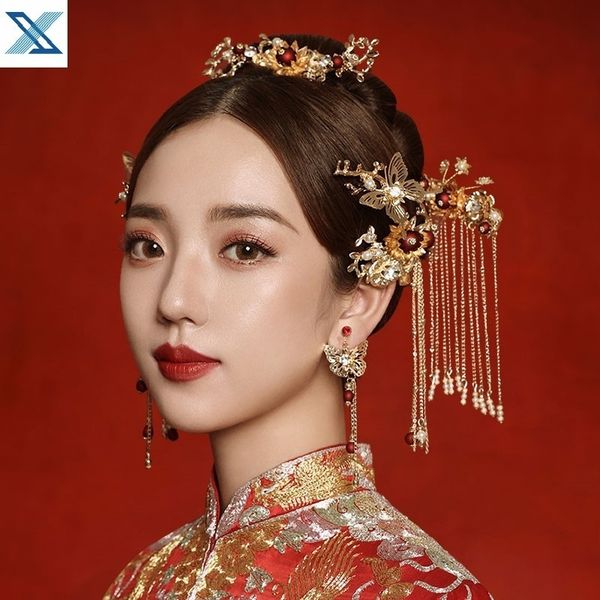 

iround phoenix luxury domineering hefu headdress bride short hair wedding modeling simple and generous show face small crown, Silver