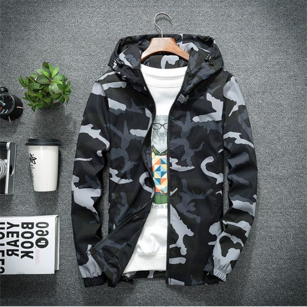 

spring autumn men's jackets camouflage military hooded coats casual zipper male windbreaker men brand clothing, Black;brown