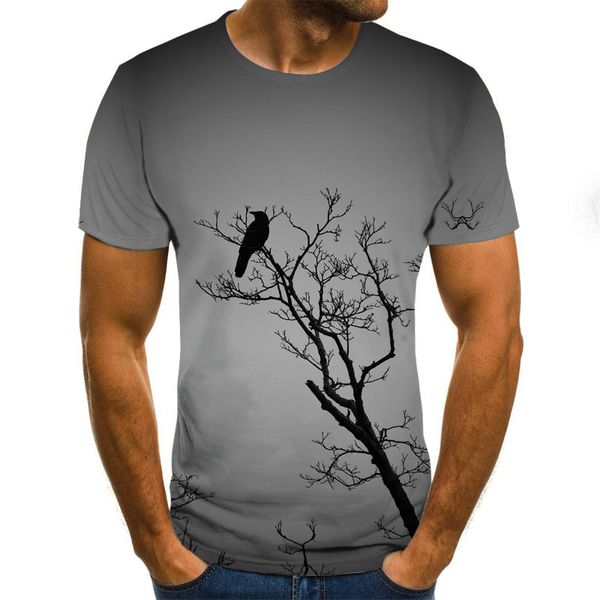 

new arrive fasiong new men 3d t-shirt casual short sleeve o-neck fashion nature printed t shirt men tees, White;black