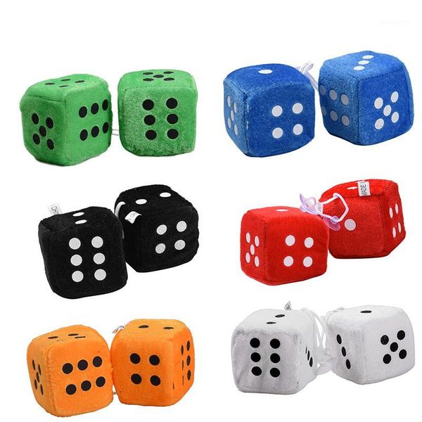 

one pair fuzzy dice dots rear view mirror hanger decoration car styling accessorie automobiles decor ornaments accessories gifts1
