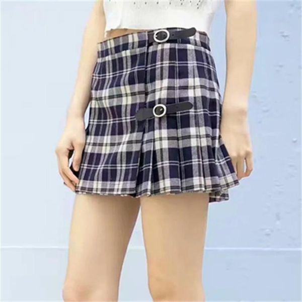 

han edition of restoring ancient ways of tall waist jk show thin pleated skirt style female college son buckle skirts, Black