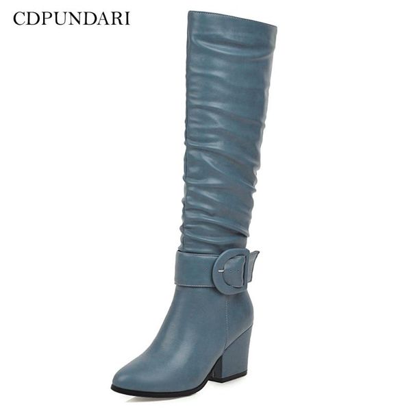 

boots cdpundari ladies high heels platforms women knee winter shoes woman, Black