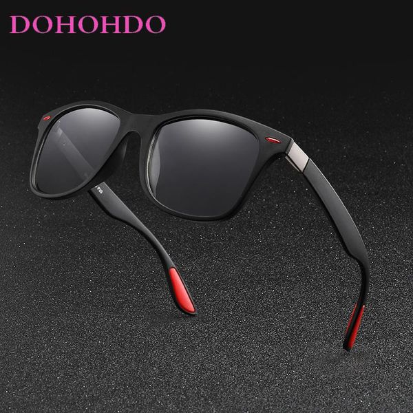

dohohdo square brand pchromic polarized sunglasses classic rivet chameleon men women glasses tr90 sun glasses male goggles, White;black