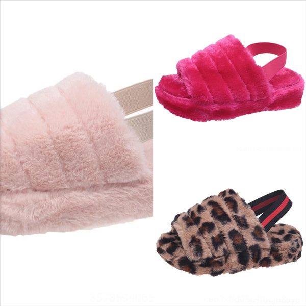 

hhg flip women slippers imitation open toe fox fur plush bow cotton-padded slippers new plush slippers imitation raccoon fur non-slip new, Black