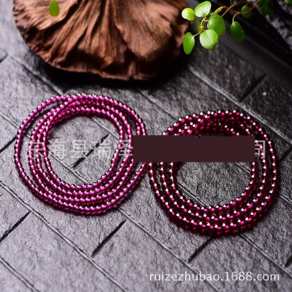 

natural 7a purple tooth garnet braceletbeads braceletblack three circles four circles multi-layer garnet bracelet women's buddha beads, Golden;silver