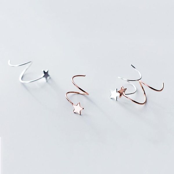 

real 925 sterling silver earring hoop with star minimalist fashion fine jewelry 2020 for women party new girlfriend's gift, Golden;silver