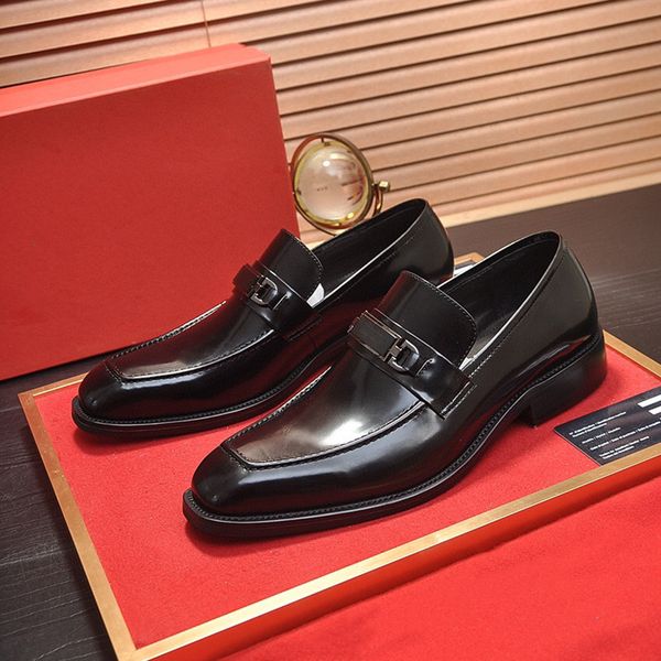 

21ss fashion real leather men dress shoes pointed toe bullock oxfords shoes for men lace up designer men shoes, Black