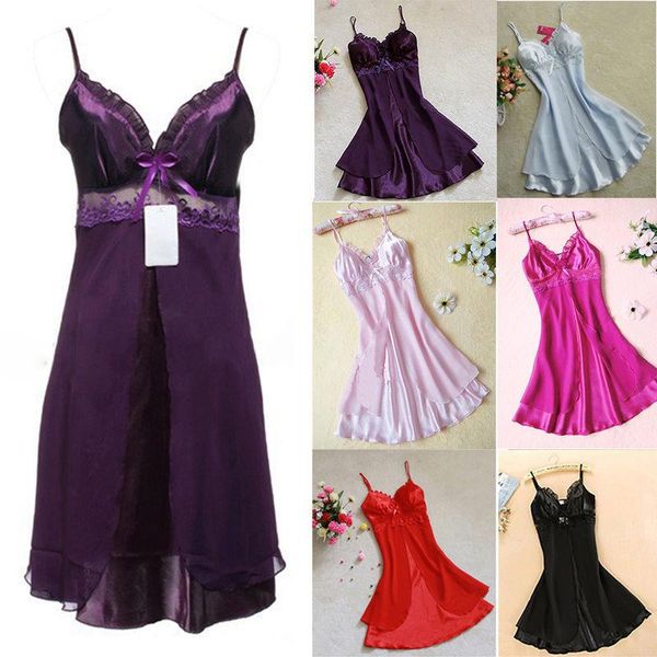 

1pc women casual ladies sleepwear lingerie nightgown nightdress camisola vestidos femininos nightie /l/xl sizes, Black;red