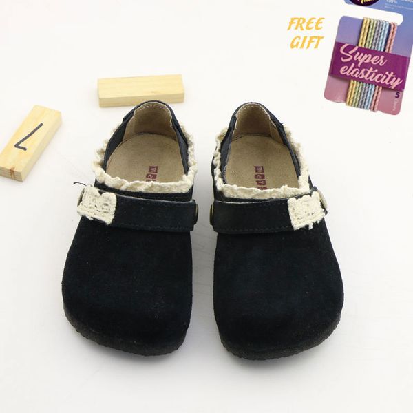 

kids for girl 2020 autumn new fashion genuine leather casual cork solid toddler flat children shoes high quality, Black