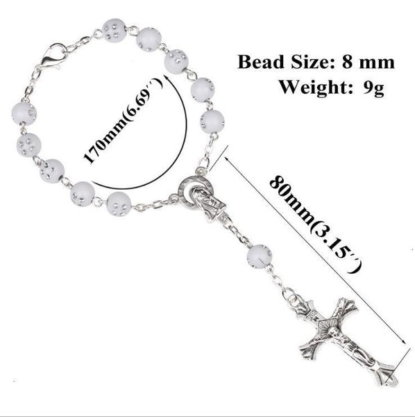 

29mgbx4xneedle cross acrylic christian bead curved rosary bracelet