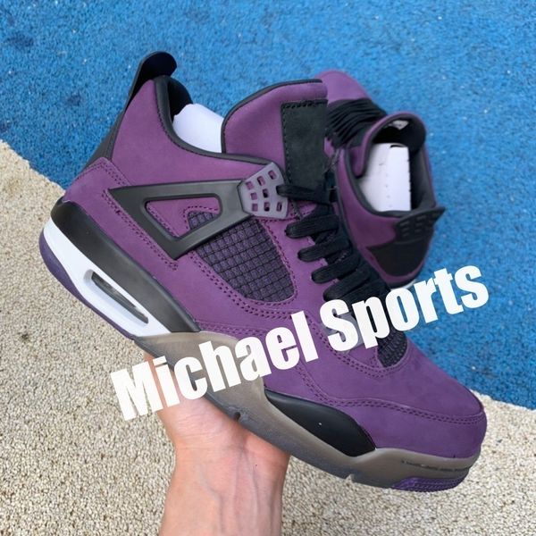 

4s travis edition purple player factory version 4 basketball shoes mens trainers 2019 good suede sneakers with box, Black