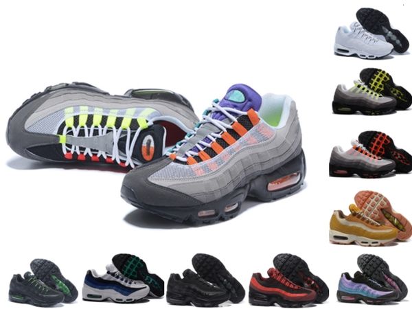 

95 neon lights og mens running shoes 95s university gold bred gym red laser white blue classic black men sports outdoor sneakers