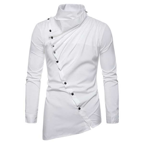 

men's dress shirts men shirt vintage party evening steampunk victorian renaissance long sleeve jabot collar solid ruched club, White;black