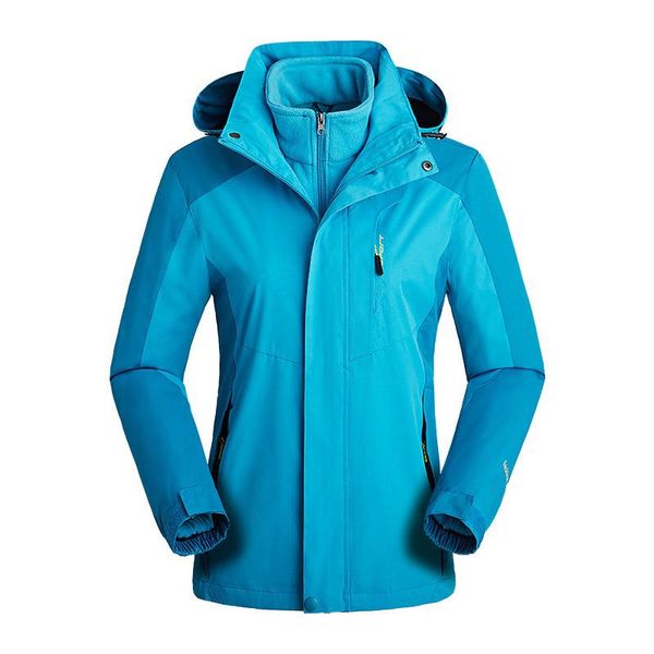 

outdoor jackets&hoodies autumn & winter waterproof jacket men's three-in-one women's two-piece set deconstructable inner wearing c, Blue;black