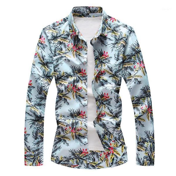 

men's casual shirts men's fashion print long sleeve turndown collar single breasted shirt plus size -7xl spring and autumn shirts, White;black