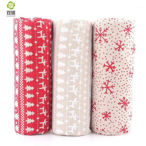 

new print xmas pattern cotton linen fabric diy christmas decoration fabric for patchwork dress sofa curtain45x45cm m1-3-21, Black;white