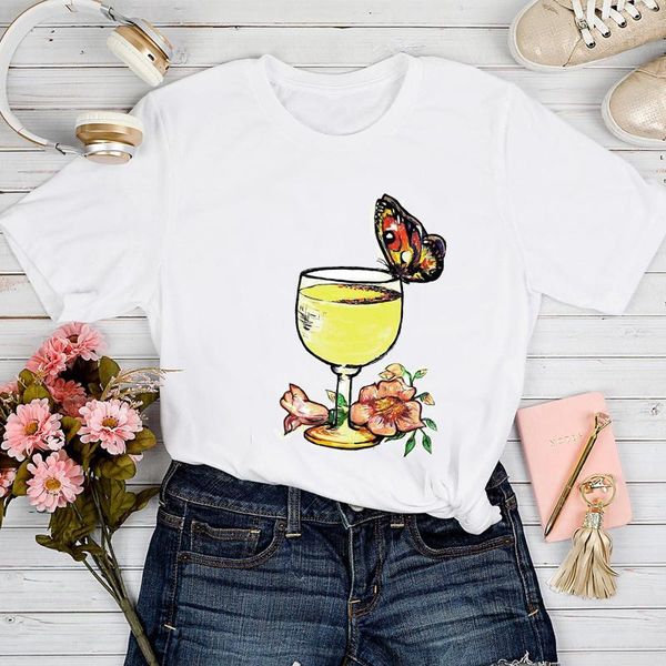

t-shirts women floral butterfly watercolor fashion 90s spring summer tshirt lady graphic female print clothes tee t-shirt, White