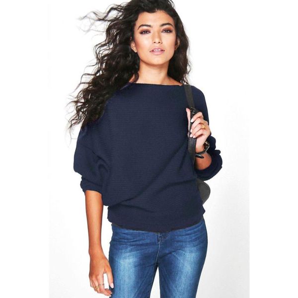 

gaoke autumn winter warm knitted sweater women casual long batwing sleeve solid pullovers woman female thin sweate clothes, White;black