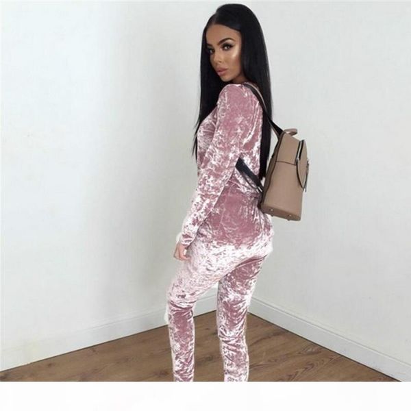 

women velvet two piece outfits winter warm suit sets online fashion trendy women casual long sleeve hoodies + pants hiphop tracksuits, White