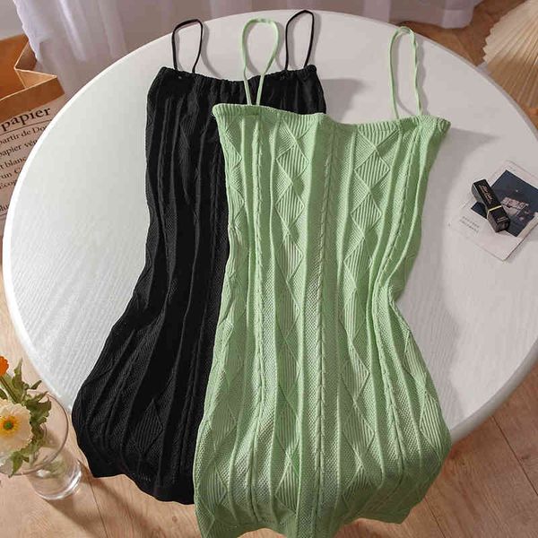 

elegant retro knitted dress women early autumn korea style female slash neck sleeveless bodycon sling dresses casual, Black;gray