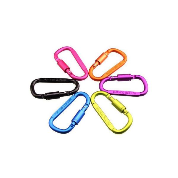 

7mm aluminum alloy d-shape carabiner with turn buckle kit camping equipment survival gear camp hook outdoor c jllxiz, Silver