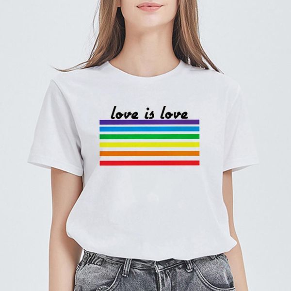 

new t shirt women casual harajuku lgbt t-shirt aesthetic trendy love tshirt vintage vogue plus size ropa mujer punk hip hop top, White