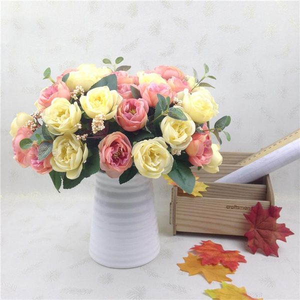 

30cm artificial silk 10 flower head rose home living room bedroom decoration fake flower for party decoration wedding