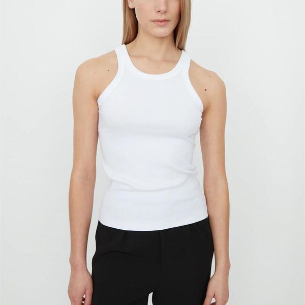 

women racer vest women's solid color four colors all-match elastic cotton knit explosion vest1, White