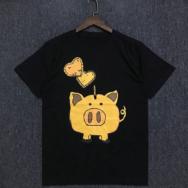 

fashion new casual mens stylist t shirt couples soft cotton short sleeves hip hop men women pig print tees size, White;black