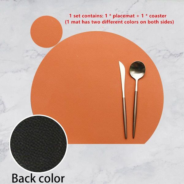 

горячая продажа посуда pad placemat набор полукруг heat lnsulation non скольжению кожа обеденный стол mat set биколор cup coaster кухня wmti