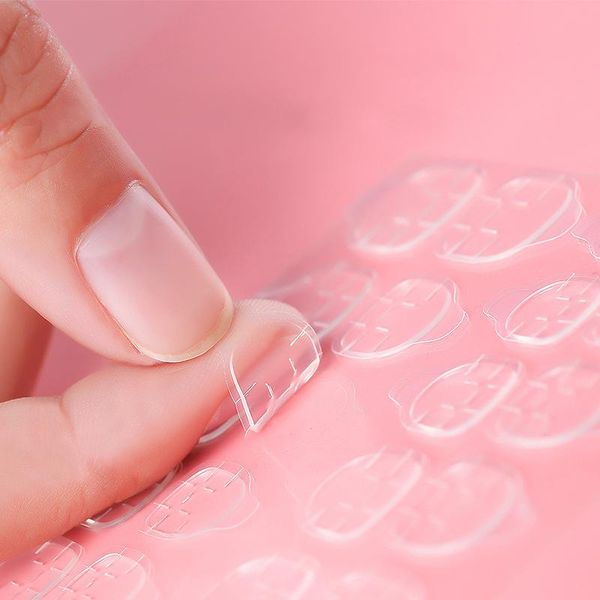 

false nails 12/24 posts double sided nail art adhesive tape glue sticker diy tips fake acrylic manicure gel makeup tool, Red;gold