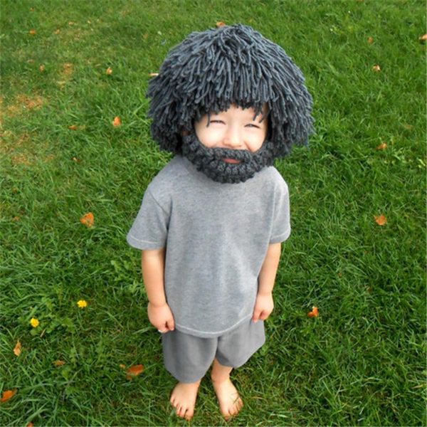 

t-mac wig beard hats mad scientist caveman handmade knit warm winter caps men women halloween gifts funny beanies party supplies