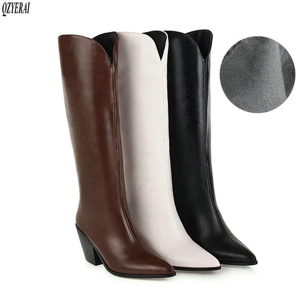 

the new arrival winter women shoes knee-high boots women boots motorcycle female leather snow size 34-48, Black