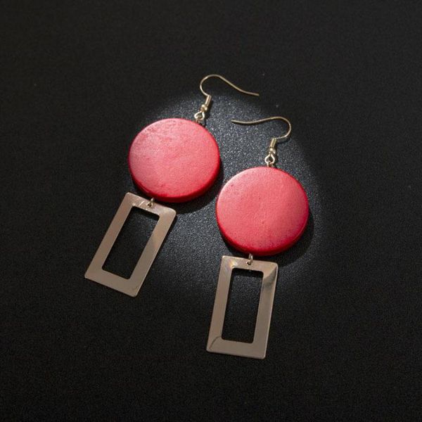 

новая мода diy деревянный круглый серьги длинные серьги раздел геометрическая прямоугольник серьги для женщин оптовой продажи ювелирных изде, Golden