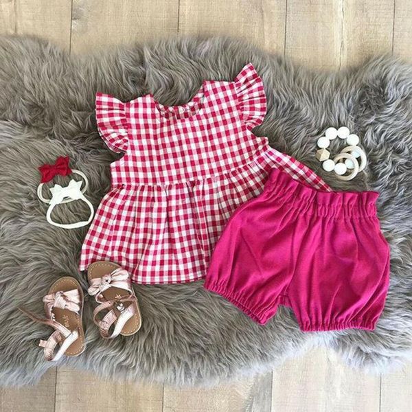 

summer toddler kids baby girls t shirt + shorts 2pcs outfits set uk stock, Blue;gray