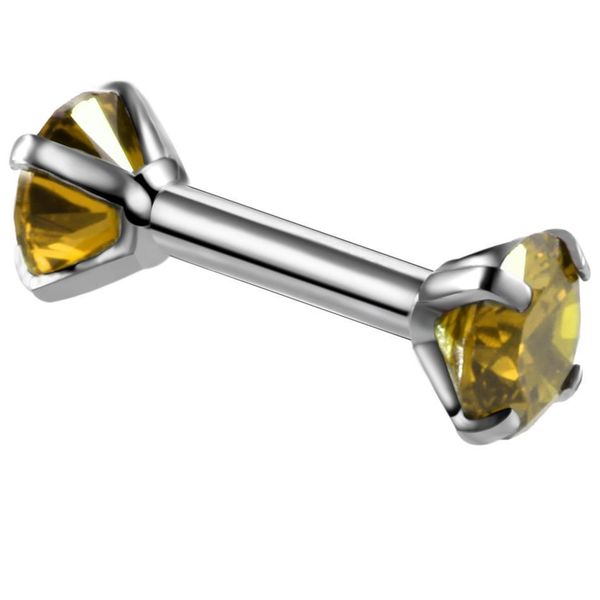 

1 piece double prong gem 16g mix color screw labert stud ring ear tragus cartilage ball lip ring earrings body piercing q jlltrj, Silver