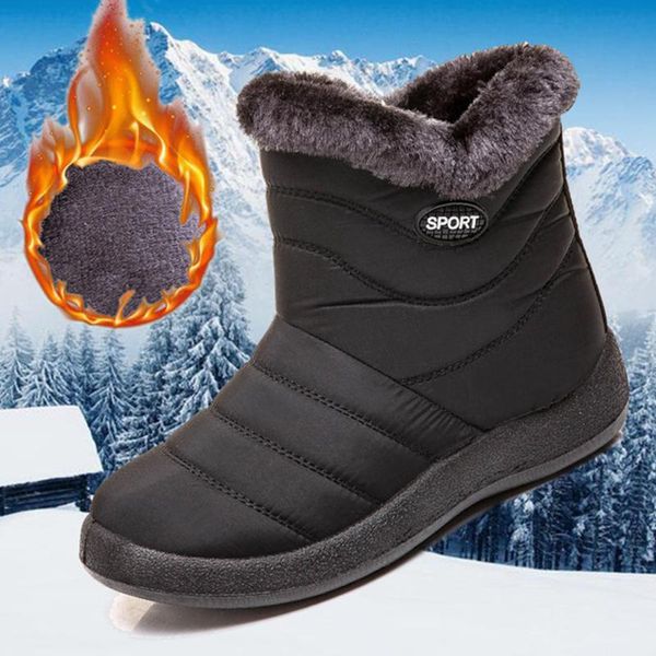 

women boots waterproof snow boots female plush winter women warm ankle botas mujer winter shoes woman plus size 43 b298, Black