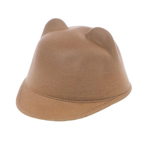 

new winter women girl wool devil hat cute kitty ears bowler cap dxaa, Blue;gray