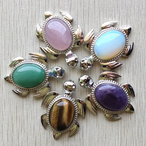 

natural stone alloy turtle shape charms pendant for necklace jewelry making wholesale good quality mixed, Bronze;silver