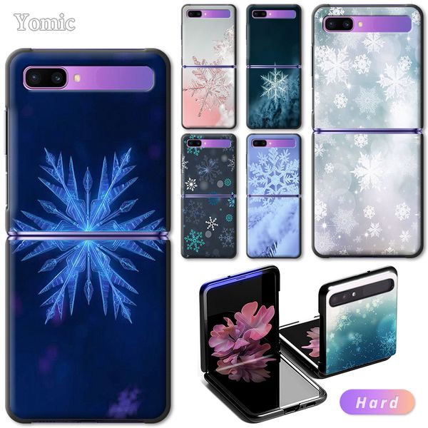 

hard case for samsung galaxy z flip 6.7" black mobile phone bag cover snowflake winter zflip 5g pc segmented protect shell