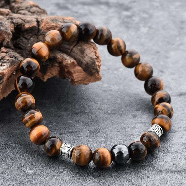 

beaded, strands szelam tiger eyes adjustable 8mm - 10mm natural stone beads beaded bracelets for women & men1, Black