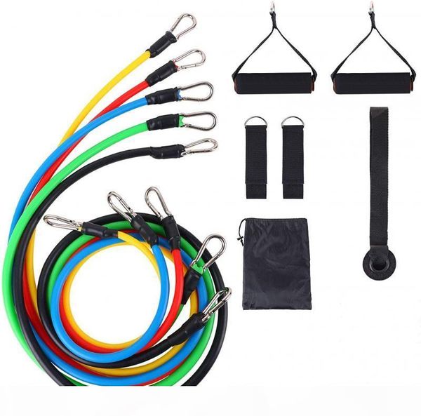 

qualityresistance band set 11-piece tension band 150 pounds resistance rope body workout yoga fitness exercise muscle training