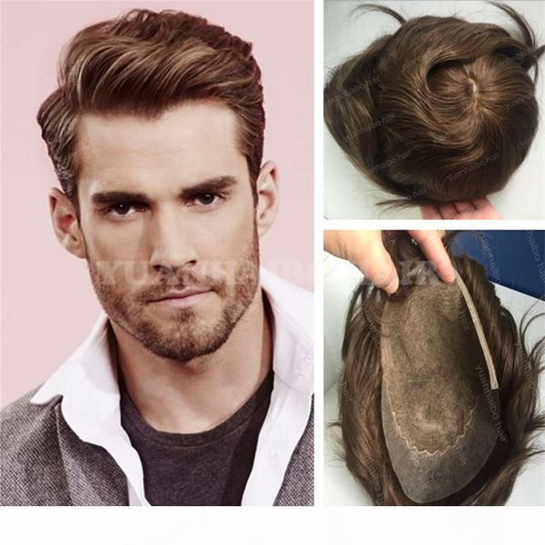 

super quality 8a 6inch short peruvian virgin hair dark brown color straight q6 men hair toupee ing, Black