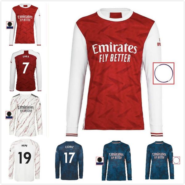 

2021 gunners long sleeve soccer jersey 2020/21 arsen #19 pepe willian uniforms mens martinelli gabriel nelson football shirt, Black;yellow