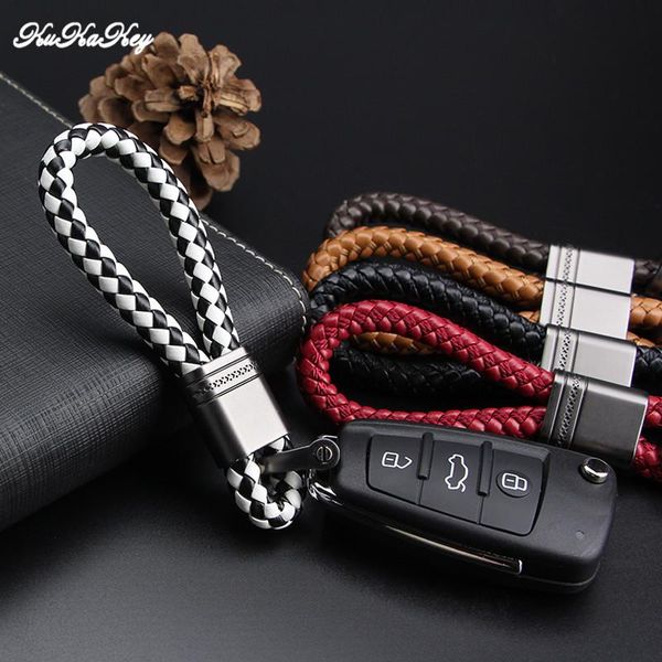 

keychains kukakey hand woven car keychain keyring for vw mg mitsubishi mustang opel peugeot auto key chain rings holder, Silver